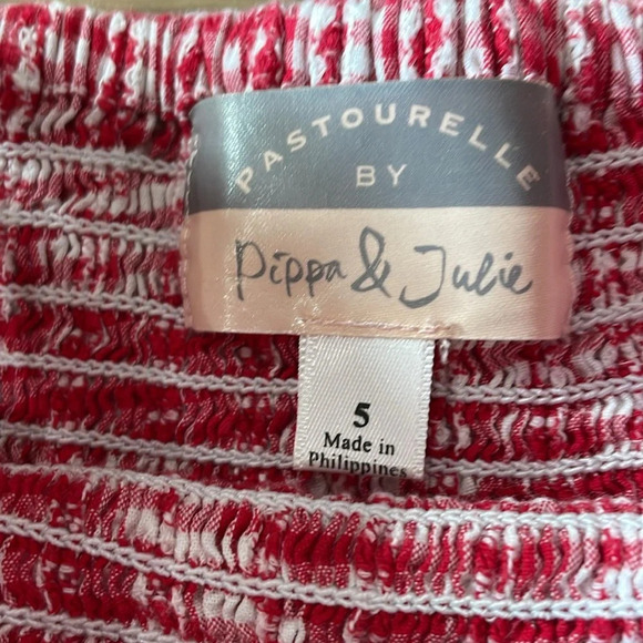 Pastourelle By Pippa & Julie Gingham Red Top Blouse Bell Sleeveless Size 5 - Picture 3 of 5